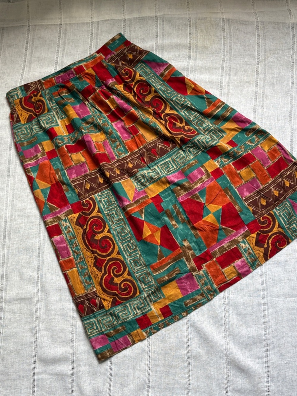 Requirements Multicolor Geometric Patchwork Print Midi Skirt - Picture 6 of 12